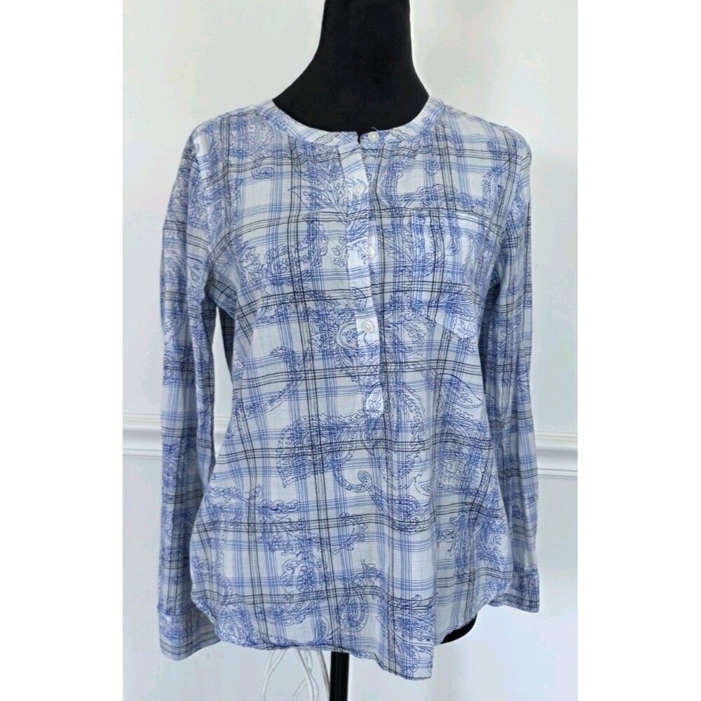 Croft & Barrow Women's Shirt 100% Cotton White/Blue Size S